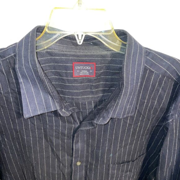 Untuckit Men’s Dress Shirt Size 3XL Black Striped Going Out Party - Picture 3 of 12
